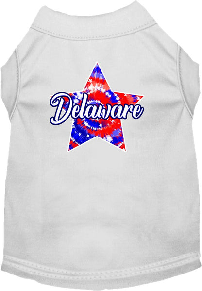 Pet Dog & Cat Screen Printed Shirt for Small to Medium Pets (Sizes XS-XL), "Delaware Patriotic Tie Dye"
