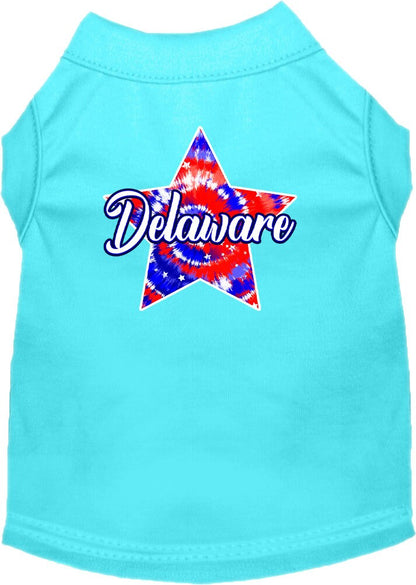 Pet Dog & Cat Screen Printed Shirt for Small to Medium Pets (Sizes XS-XL), "Delaware Patriotic Tie Dye"