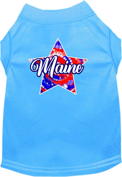 Pet Dog & Cat Screen Printed Shirt for Small to Medium Pets (Sizes XS-XL), "Maine Patriotic Tie Dye"