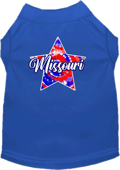 Pet Dog & Cat Screen Printed Shirt for Small to Medium Pets (Sizes XS-XL), "Missouri Patriotic Tie Dye"