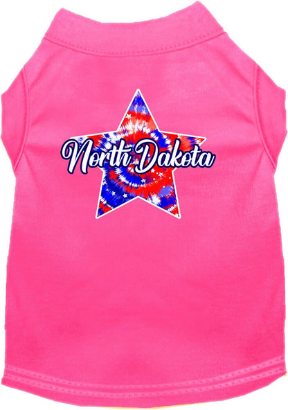 Pet Dog & Cat Screen Printed Shirt for Medium to Large Pets (Sizes 2XL-6XL), "North Dakota Patriotic Tie Dye"