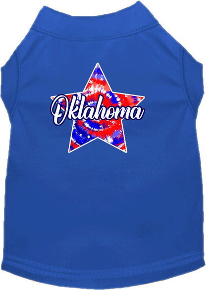Pet Dog & Cat Screen Printed Shirt for Medium to Large Pets (Sizes 2XL-6XL), "Oklahoma Patriotic Tie Dye"