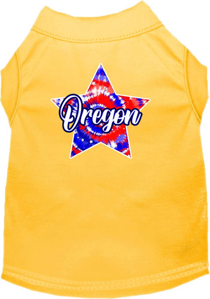Pet Dog & Cat Screen Printed Shirt for Small to Medium Pets (Sizes XS-XL), "Oregon Patriotic Tie Dye"