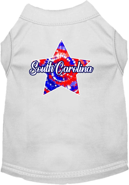Pet Dog & Cat Screen Printed Shirt for Small to Medium Pets (Sizes XS-XL), "South Carolina Patriotic Tie Dye"