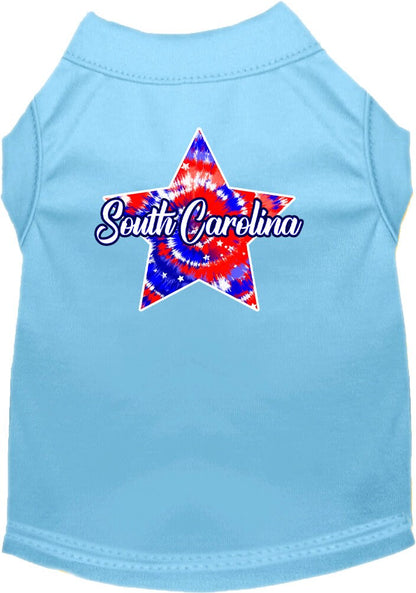 Pet Dog & Cat Screen Printed Shirt for Small to Medium Pets (Sizes XS-XL), "South Carolina Patriotic Tie Dye"