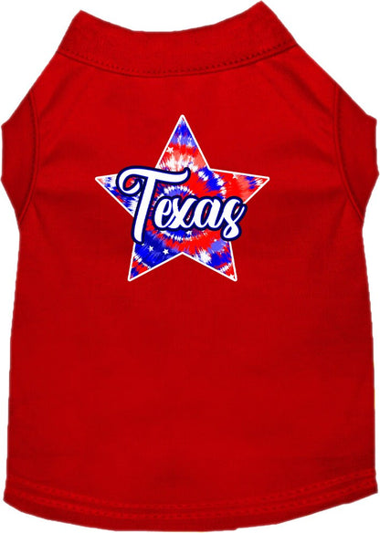 Pet Dog & Cat Screen Printed Shirt for Small to Medium Pets (Sizes XS-XL), "Texas Patriotic Tie Dye"