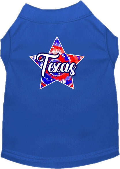 Pet Dog & Cat Screen Printed Shirt for Small to Medium Pets (Sizes XS-XL), "Texas Patriotic Tie Dye"