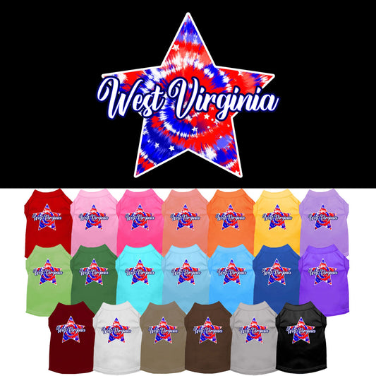 Pet Dog & Cat Screen Printed Shirt for Small to Medium Pets (Sizes XS-XL), &quot;West Virginia Patriotic Tie Dye&quot;