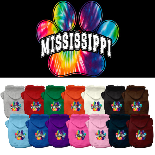 Pet Dog & Cat Screen Printed Hoodie for Medium to Large Pets (Sizes 2XL-6XL), &quot;Mississippi Bright Tie Dye&quot;