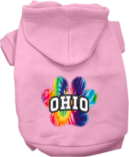 Pet Dog & Cat Screen Printed Hoodie for Medium to Large Pets (Sizes 2XL-6XL), "Ohio Bright Tie Dye"