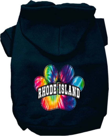 Pet Dog & Cat Screen Printed Hoodie for Small to Medium Pets (Sizes XS-XL), "Rhode Island Bright Tie Dye"
