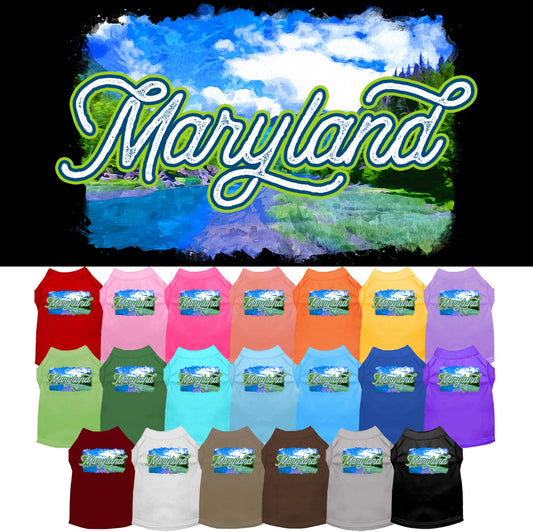 Pet Dog & Cat Screen Printed Shirt for Small to Medium Pets (Sizes XS-XL), &quot;Maryland Summer&quot;
