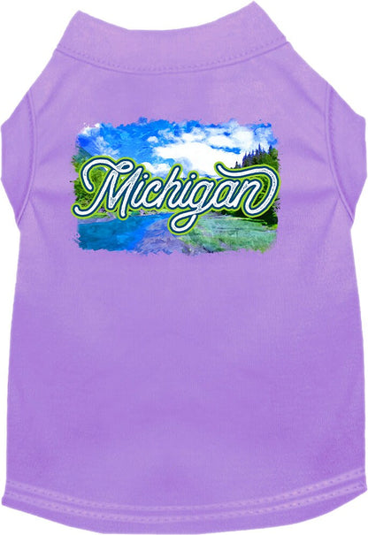 Pet Dog & Cat Screen Printed Shirt for Small to Medium Pets (Sizes XS-XL), "Michigan Summer"