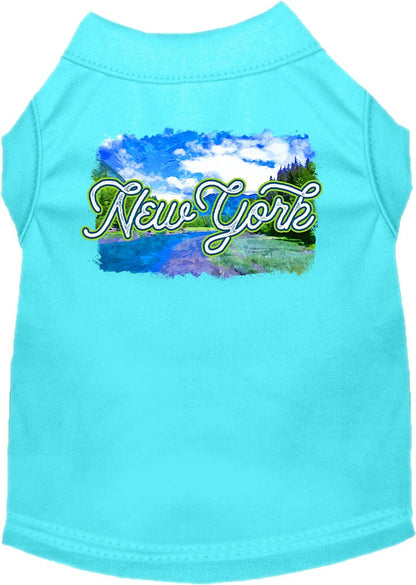 Pet Dog & Cat Screen Printed Shirt for Small to Medium Pets (Sizes XS-XL), "New York Summer"