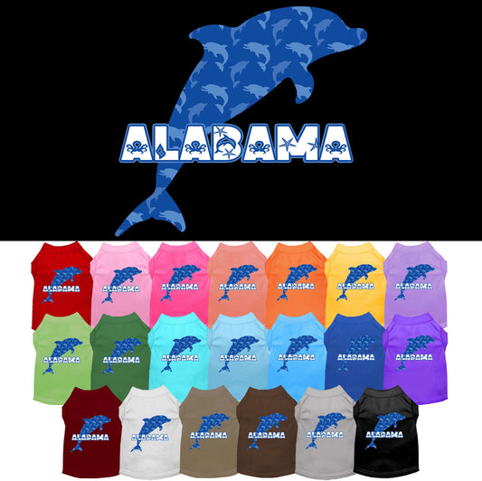 Pet Dog & Cat Screen Printed Shirt for Small to Medium Pets (Sizes XS-XL), &quot;Alabama Blue Dolphins&quot;