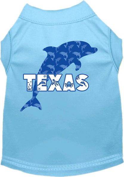 Pet Dog & Cat Screen Printed Shirt for Small to Medium Pets (Sizes XS-XL), "Texas Blue Dolphins"