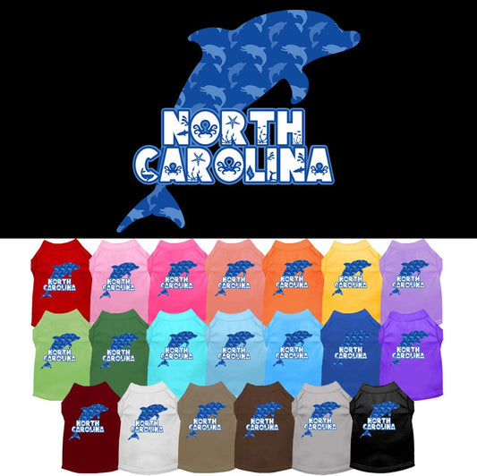 Pet Dog & Cat Screen Printed Shirt for Small to Medium Pets (Sizes XS-XL), &quot;North Carolina Blue Dolphins&quot;