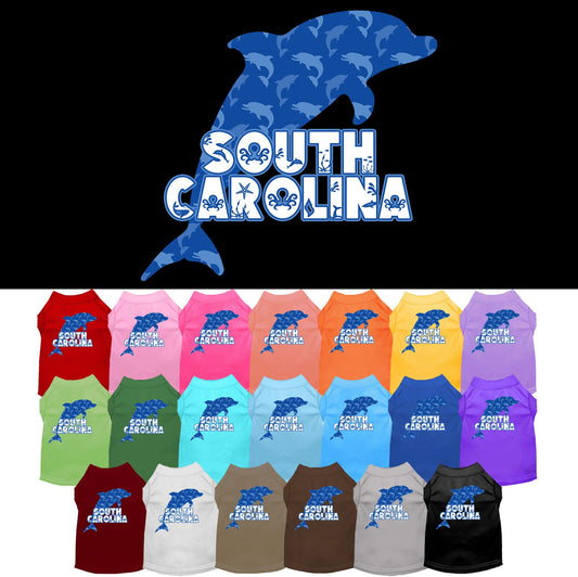 Pet Dog & Cat Screen Printed Shirt for Medium to Large Pets (Sizes 2XL-6XL), &quot;South Carolina Blue Dolphins&quot;