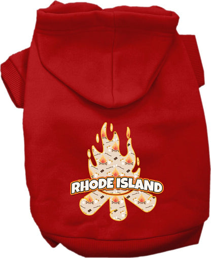 Pet Dog & Cat Screen Printed Hoodie for Small to Medium Pets (Sizes XS-XL), "Rhode Island Around The Campfire"