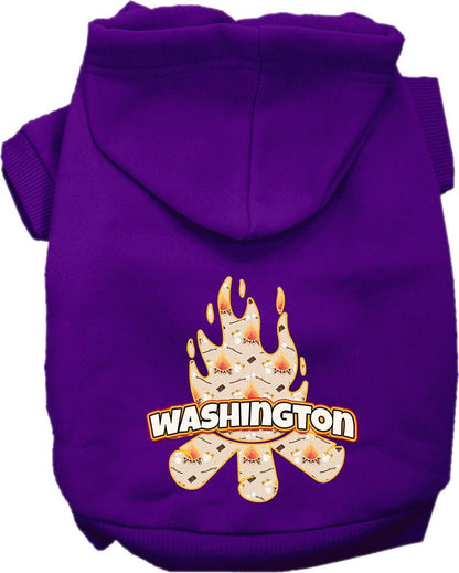Pet Dog & Cat Screen Printed Hoodie for Small to Medium Pets (Sizes XS-XL), "Washington Around The Campfire"
