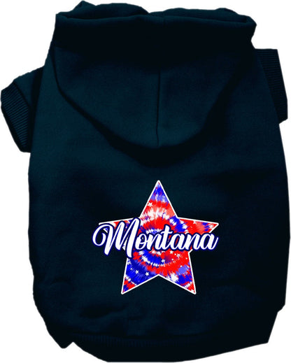 Pet Dog & Cat Screen Printed Hoodie for Small to Medium Pets (Sizes XS-XL), "Montana Patriotic Tie Dye"