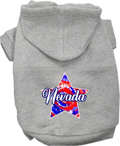 Pet Dog & Cat Screen Printed Hoodie for Small to Medium Pets (Sizes XS-XL), "Nevada Patriotic Tie Dye"