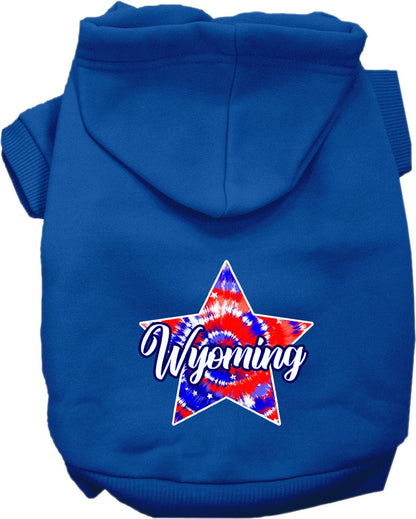 Pet Dog & Cat Screen Printed Hoodie for Small to Medium Pets (Sizes XS-XL), "Wyoming Patriotic Tie Dye"
