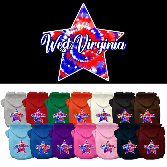 Pet Dog & Cat Screen Printed Hoodie for Medium to Large Pets (Sizes 2XL-6XL), &quot;West Virginia Patriotic Tie Dye&quot;