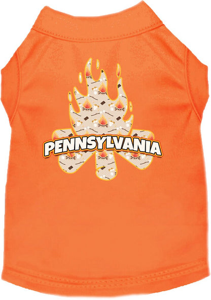 Pet Dog & Cat Screen Printed Shirt for Small to Medium Pets (Sizes XS-XL), "Pennsylvania Around The Campfire"