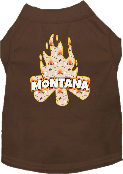 Pet Dog & Cat Screen Printed Shirt for Small to Medium Pets (Sizes XS-XL), "Montana Around The Campfire"