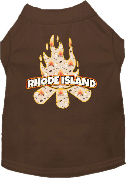 Pet Dog & Cat Screen Printed Shirt for Small to Medium Pets (Sizes XS-XL), "Rhode Island Around The Campfire"