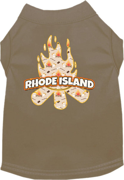 Pet Dog & Cat Screen Printed Shirt for Medium to Large Pets (Sizes 2XL-6XL), "Rhode Island Around The Campfire"
