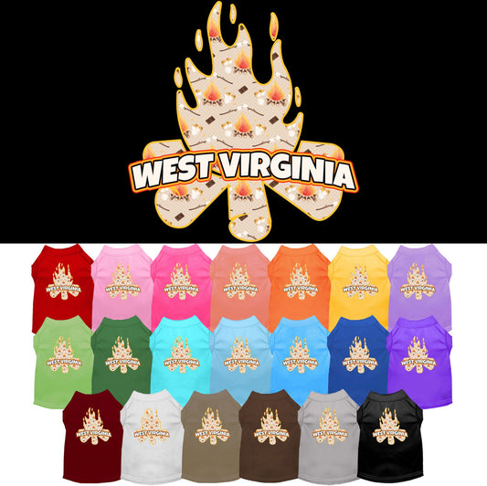 Pet Dog & Cat Screen Printed Shirt for Medium to Large Pets (Sizes 2XL-6XL), &quot;West Virginia Around The Campfire&quot;