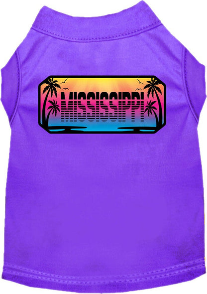 Pet Dog & Cat Screen Printed Shirt for Medium to Large Pets (Sizes 2XL-6XL), "Mississippi Beach Shades"