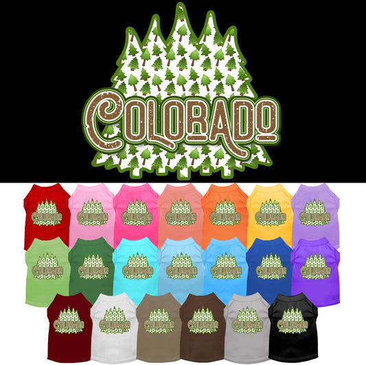 Pet Dog & Cat Screen Printed Shirt for Medium to Large Pets (Sizes 2XL-6XL), "Colorado Woodland Trees"