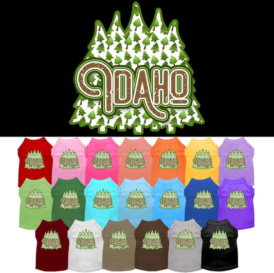Pet Dog & Cat Screen Printed Shirt for Small to Medium Pets (Sizes XS-XL), &quot;Idaho Woodland Trees&quot;