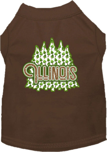Pet Dog & Cat Screen Printed Shirt for Small to Medium Pets (Sizes XS-XL), "Illinois Woodland Trees"