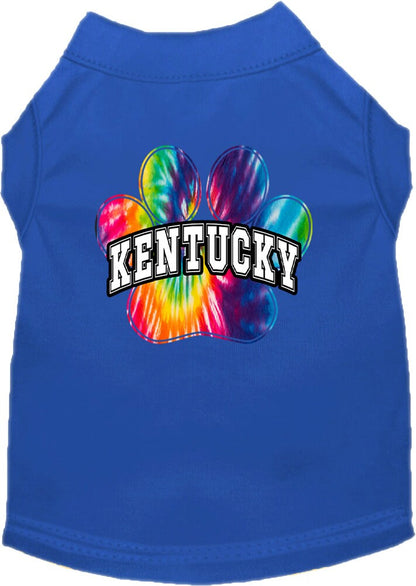 Pet Dog & Cat Screen Printed Shirt for Small to Medium Pets (Sizes XS-XL), "Kentucky Bright Tie Dye"