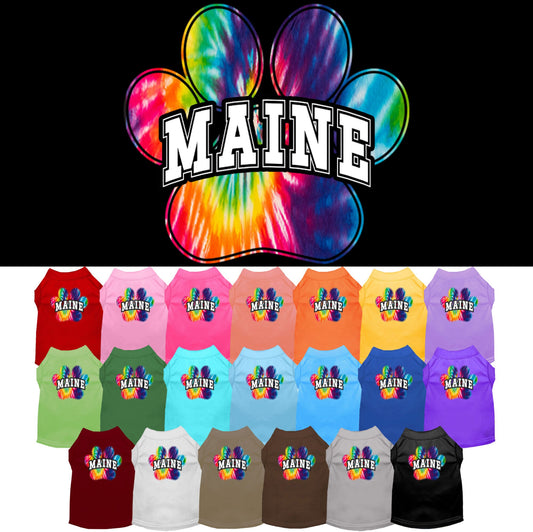 Pet Dog & Cat Screen Printed Shirt for Medium to Large Pets (Sizes 2XL-6XL), &quot;Maine Bright Tie Dye&quot;