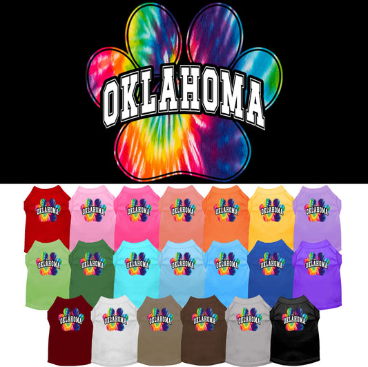 Pet Dog & Cat Screen Printed Shirt for Medium to Large Pets (Sizes 2XL-6XL), &quot;Oklahoma Bright Tie Dye&quot;
