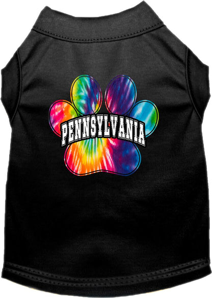 Pet Dog & Cat Screen Printed Shirt for Small to Medium Pets (Sizes XS-XL), "Pennsylvania Bright Tie Dye"