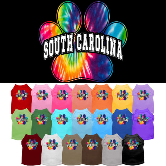Pet Dog & Cat Screen Printed Shirt for Medium to Large Pets (Sizes 2XL-6XL), &quot;South Carolina Bright Tie Dye&quot;
