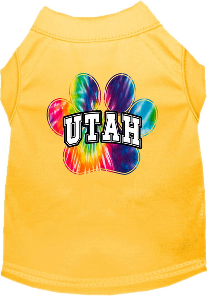 Pet Dog & Cat Screen Printed Shirt for Small to Medium Pets (Sizes XS-XL), "Utah Bright Tie Dye"
