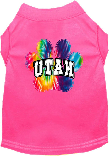 Pet Dog & Cat Screen Printed Shirt for Small to Medium Pets (Sizes XS-XL), "Utah Bright Tie Dye"