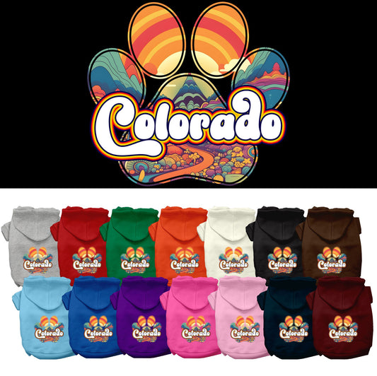 Pet Dog & Cat Screen Printed Hoodie for Small to Medium Pets (Sizes XS-XL), &quot;Colorado Groovy Summit&quot;