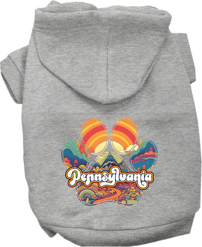 Pet Dog & Cat Screen Printed Hoodie for Small to Medium Pets (Sizes XS-XL), "Pennsylvania Groovy Summit"