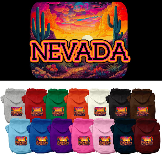 Pet Dog & Cat Screen Printed Hoodie for Small to Medium Pets (Sizes XS-XL), &quot;Nevada Neon Desert&quot;