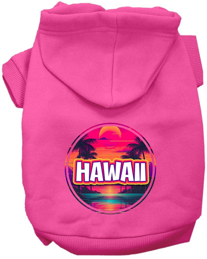 Pet Dog & Cat Screen Printed Hoodie for Small to Medium Pets (Sizes XS-XL), "Hawaii Neon Beach Sunset"