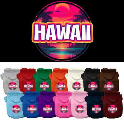 Pet Dog & Cat Screen Printed Hoodie for Small to Medium Pets (Sizes XS-XL), &quot;Hawaii Neon Beach Sunset&quot;
