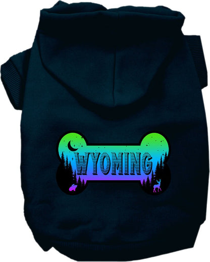 Pet Dog & Cat Screen Printed Hoodie for Medium to Large Pets (Sizes 2XL-6XL), "Wyoming Mountain Shades"